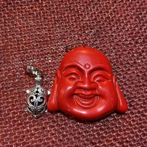 - 🏮- lucky Buddha carved red cinnabar stone healing Luck abundance tortois… - Picture 3 of 11